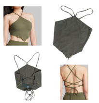 Wild Fable Womens Olive Green Tiny Halter Crop Top - £10.27 GBP