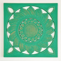 Hand Carved Wooden Mandala Wall Art - Unique Decorative Sculpture Turquoise 60 x - £120.47 GBP
