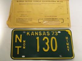 *Unused* LICENSE PLATE Non Highway Tag 1973 KANSAS NT 130 Norton County ... - $17.54