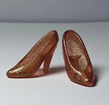 90s Barbie Doll Compatible  Handmade OOAK Shoes For Collectors - Liquid Gold - £5.53 GBP