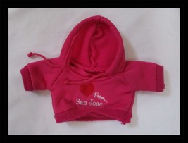 Small Teddy Bear Hooded Sweatshirt Hoodie Love From San Jose Fuchsia Pink - $7.91