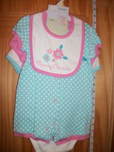 Small Wonders Baby Clothes 3M-6M Newborn Bodysuit Set Bib Pink Bloomer Outfit - £12.88 GBP
