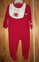 Small Wonders Baby Clothes 6M-9M Foot Bodysuit Set Bib Heart Breaker Creeper Red - £9.85 GBP