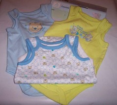Small Wonders Baby Clothes 3M-6M Newborn Bodysuit Set 3 Muscle Top Creep... - $9.49