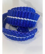 NEW HANDMADE BASKET WEAVE NYLON FABRIC CORD HAND BRAIDED  BELT PURPLE WH... - £10.11 GBP