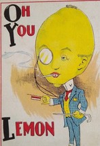 Halloween Postcard Fantasy Dressed Lemon Head Man Anthropomorphic Oh You 1914   - £46.72 GBP