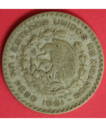 1961 Mexico Un 1 Peso .10 Silver Coin Morelos Estados Unidos Mexicanos G... - $19.44 CAD