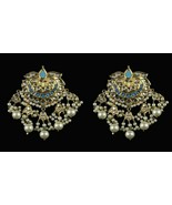 PAKISTANI INDIAN WOMEN GIRLS GOLD-PLATED THAPA KUNDAN EMBELLISHED NATURA... - $23.00+