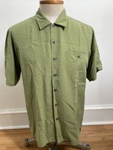 Royal Robbins L Green Check Short Sleeve Rayon Silk-Feel Hiking Shirt - $28.49