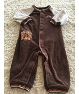 Carters Boys Brown Orange Basketball Velour Long Sleeve Romper Outfit 12... - £3.92 GBP