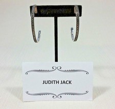 Vintage Judith Jack Sterling Silver Marcasite Half Hoop Pierced Earrings - £157.78 GBP