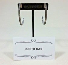 Vintage Judith Jack Sterling Silver Marcasite Half Hoop Pierced Earrings - £154.72 GBP