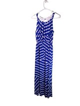 Chico’s Womens Size Medium (1) Blue White Striped Maxi Dress Rope Neckline - £24.68 GBP