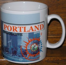 1999 Starbucks Coffee City Mug Portland Oregon Collage Mount Hood City of Roses  - $36.99