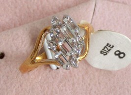 10pcs CZ diamond simulant 18k GEP engagement party cocktail lady&#39;s ring sz 8 new - £15.76 GBP