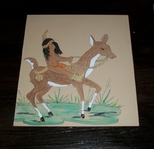 Bo Hill Moses Native American Indian Boy Rides Deer Southwest Decor Art Painting - £315.24 GBP