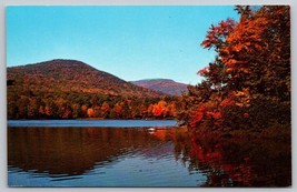 Vintage fall autumn lake mountain landscape scene Postcard - £3.94 GBP