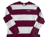 H&amp;M Mens T-Shirt Relaxed Fit Striped Long Sleeve Beige Red Size Medium - $7.91