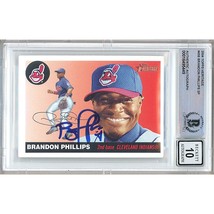 Brandon Phillips Indians Signed 2004 Topps Heritage SP #456 BAS BGS Auto 10 Slab - £80.41 GBP