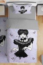 Dancing Bat Wednesday Addams Patterned Single Baby Kids Duvet Cover Set - $65.00