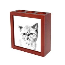 Exotic Shorthair - Wooden stand for candles/pens with the image of a cat ! - £15.73 GBP
