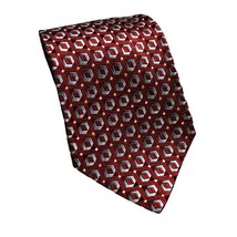 Ermenegildo Zegna Red Gray Tie Silk Necktie 4 Inch Wide 59 Long - £27.45 GBP