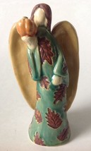 Harvest Angel Figurine Pumpkin Leaves Unsigned 6&quot; Tall - £15.06 GBP
