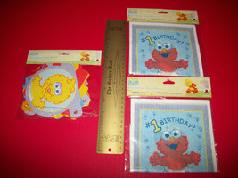 Sesame Street Gift Bags Set Happy First Birthday Party Banner Elmo Big Bird New - £7.58 GBP