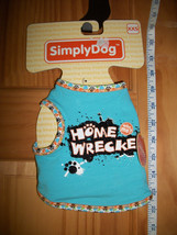 SimplyDog Pet Clothes XXS Tee Shirt Top Dog Blue Home Wrecker Outfit Paw Who Me? - £11.15 GBP