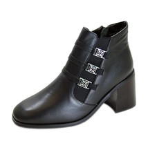 PEERAGE Jolene Women&#39;s Wide Width Leather Dress Chunky Booties - $39.95