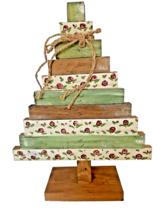 Christmas Tree Wood Painted Tabletop 13 Inches Tall Holiday - $17.63