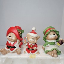 Vtg Homco Christmas Bear Porcelain Figurines Set 3 Santa Mrs Clause Baby 5600 - £12.95 GBP