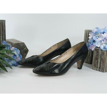 Salvatore Ferragamo Black Leather Bow Toe Shoes Heels 8 Narrow - £43.34 GBP