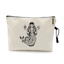 Nordic Mermaid Tattoo Art Design Outdoor Portable Travel Cosmetic Bag Women Toil - £11.90 GBP