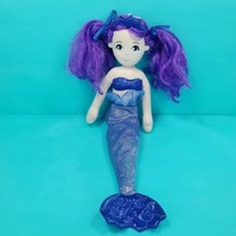 Aurora Purple Hair Doll Sea Sparkles The Blue Tail Shiny Crown Mermaid 17&quot; Long  - £13.44 GBP