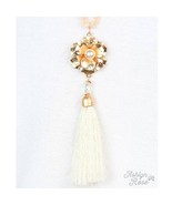 Shimmering Daisy Tassel Necklace Pink White Gold - €12,69 EUR