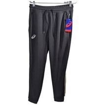 Asics Mens Sweatpants Fleece Athletic Warm Up Pants Black Medium Cuffed ... - $45.11