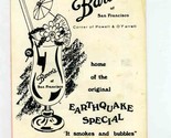 Baron&#39;s Table Top Menu San Francisco Earthquake Special 1976 Polynesian - £49.34 GBP