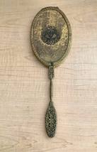 Antique Victorian Brass Filigree Vanity Hand Mirror 12.5&quot; Long - $94.05