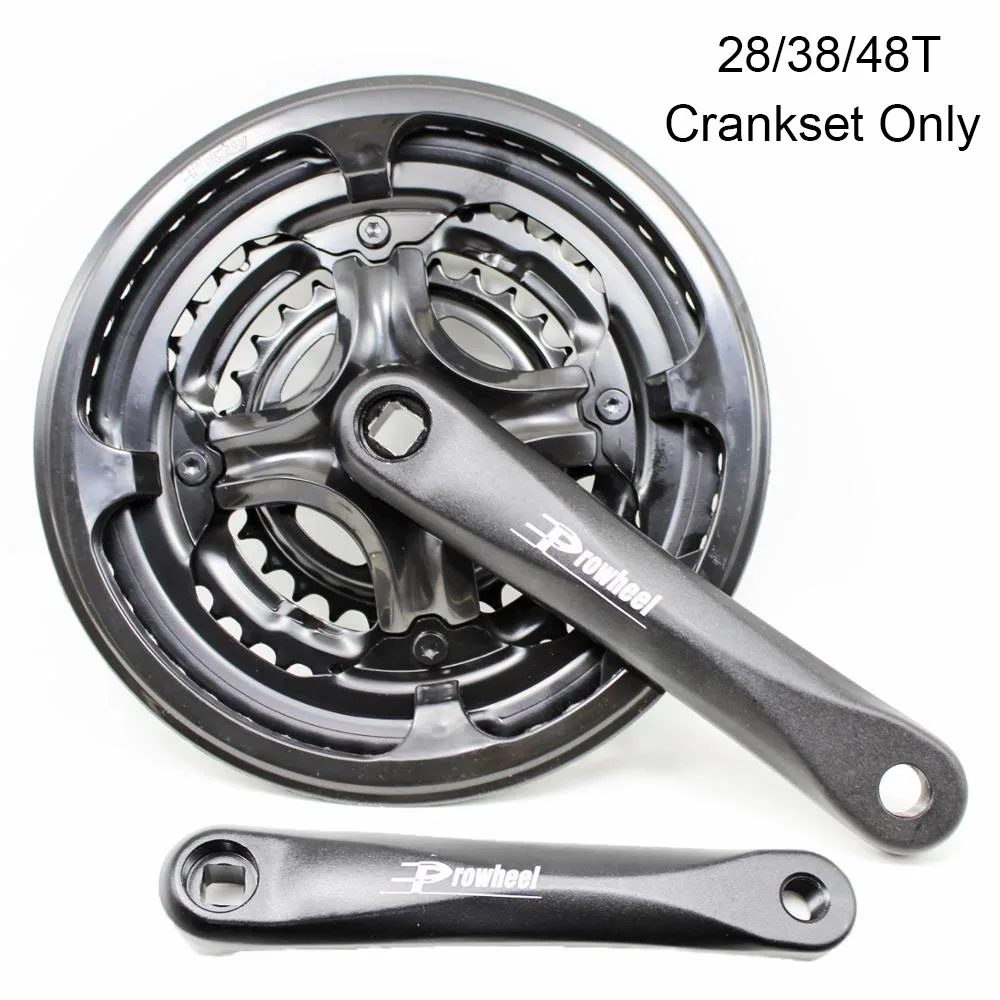 PROWHEEL 28/38/42/48T 7/8/9 Speed Bicycle Crankset MTB Bicycle Crank Set 170mm T - £110.10 GBP