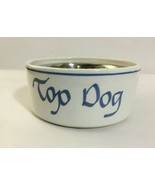 Dog Bowl Ceramic Top Dog White Vintage Rare - £23.22 GBP