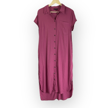 Universal Standard Stretch Linen Button Up Collar Dress Pink Cerise Shor... - $57.09