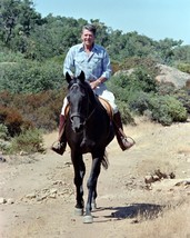 President Ronald Reagan horseback riding at California ranch New 8x10 Photo - $8.81