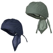 Doo Rag Du Rag Do Cotton Solid Color Bandana Head Wrap Chemo Cap (Gray and Navy  - £8.64 GBP