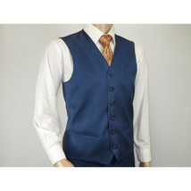 Mens Vitali Three Piece Suit Vested Sharkskin Sheen M3090 Royal blue Regular fit image 12