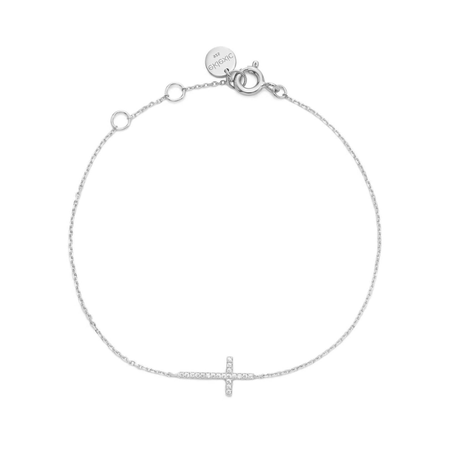 Eklexic Women&#39;s Horizontal Cubic Zirconia Cross Bracelet Size One Size - $67.32