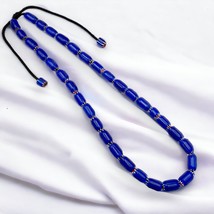 Collana vintage vecchie perle di chevron blu vecchie perle di chevron in... - $64.36