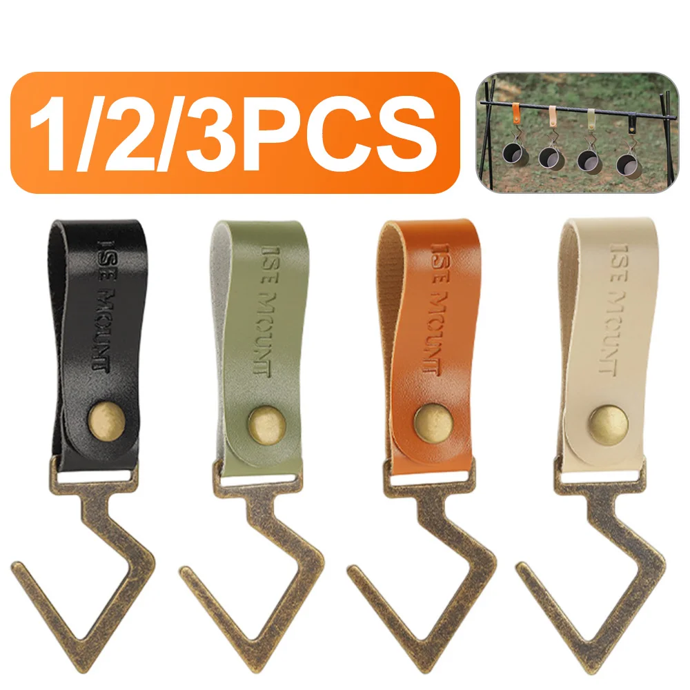 Pu Leather Hooks Outdoor Camping Buckle S-Shaped Key Hook Field Metal Buckl Camp - £8.71 GBP+