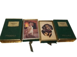 Vintage Congress Playing Cards Pinochle 2 Deck, Dachshund Setter Dog, Velvet Box - £17.44 GBP