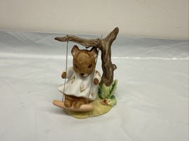 Vintage 1975 Enesco Figurine Mouse on a Swing 2.5” Tall - $15.79